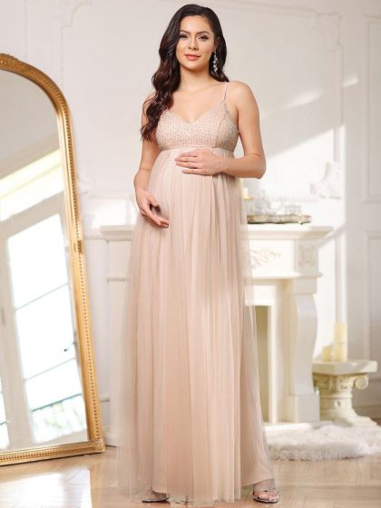 Sexy Sequins Spaghetti Straps A-line Maternity Dress